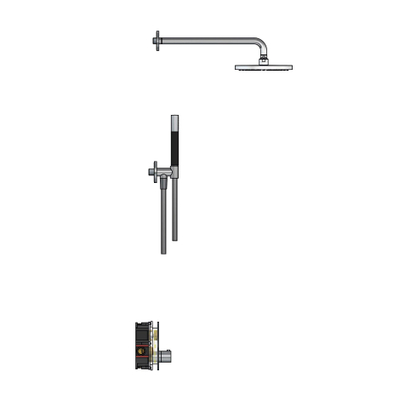 Hotbath Cobber IBS22 Regendoucheset inbouw - 35cm wandarm - 20cm ronde hoofddouche - staafhanddouche - chroom