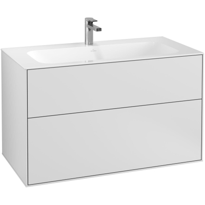 Villeroy & Boch Finion wastafelonderkast 99.6x59.1cm 2 lades White matt
