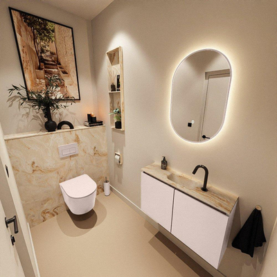 MONDIAZ TURE-DLUX 80cm toiletmeubel Rosee. EDEN wastafel Frappe positie midden. Met 1 kraangat.