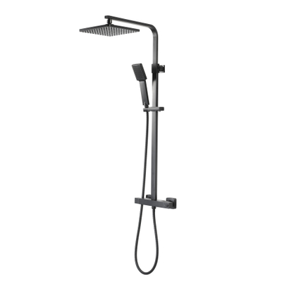 Aqualisa Deco Square Regendoucheset - hoofddouche 22cm - handdouche vierkant - glijstang - mat zwart