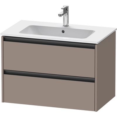 Duravit Ketho 2 wastafelonderbouwkast met 2 laden 81x48x55cm met grepen antraciet basalt mat