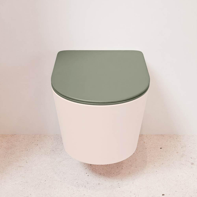 MONDIAZ LAVIE wandclosetpack - 36x53cm - diepspoel - rimless - Rosee (roze) - softclose - quick-release - toiletzitting - Army (groen)