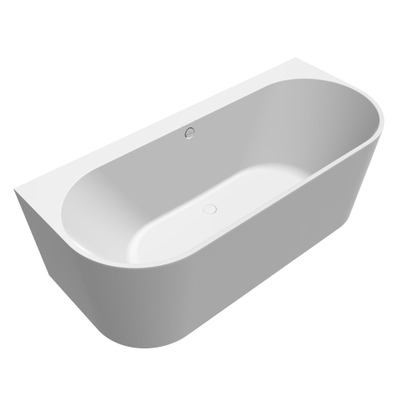 Villeroy & Boch Oberon 2.0 halfvrijstaand bad - 180x80cm - Quaryl - incl. afvoer-/overloopcombinatie in chroom en wit - mat wit