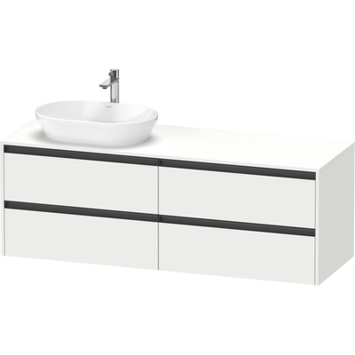 Duravit Ketho 2 wastafelonderbouwkast incl. consoleplaat met 4 laden voor waskom links 160x55x56.8cm met handgrepen antraciet wit mat