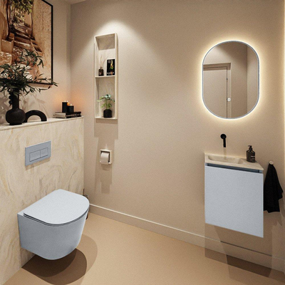 MONDIAZ TURE-DLUX 40cm toiletmeubel Clay. EDEN wastafel Ostra positie links. Zonder kraangat.