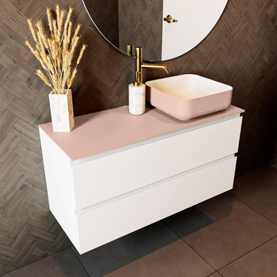 Mondiaz TOP 23 Topblad - 100x23.5x0.9cm - geschikt voor afdekplaat - Solid surface - Rosee