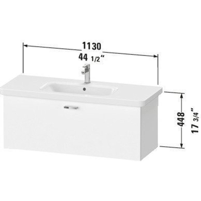 Duravit XBase Wastafelonderkast 113x44.8x44.8cm 1 lade Standaard greep met softclose spaanplaat Grafiet Mat