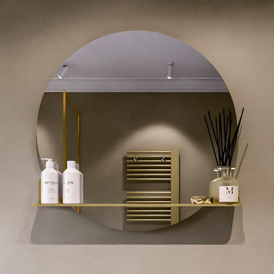 Mondiaz SPOT Badkamerspiegel - rond 80cm - spiegelplanchet - kleur Oro