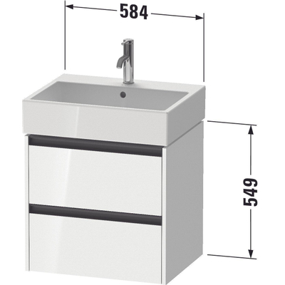 Duravit Ketho 2 wastafelonderbouwkast met 2 laden 58.4x46x54.9cm met grepen antraciet basalt mat