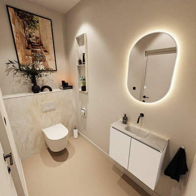 MONDIAZ TURE-DLUX 60cm toiletmeubel Talc. EDEN wastafel Ostra positie midden. Zonder kraangat.