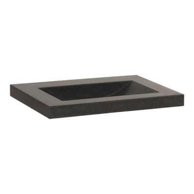 BRAUER Magma wastafel 60x46x5cm - 1 wasbak - 0 kraangaten - natuursteen - basalt antraciet
