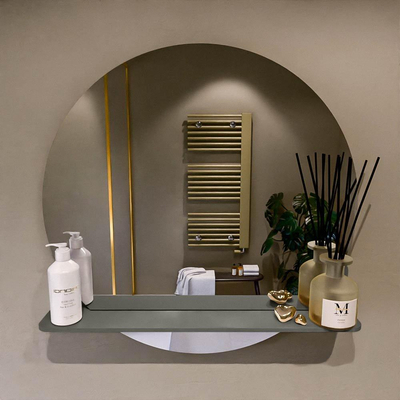 Mondiaz SPOT Badkamerspiegel - rond 70cm - spiegelplanchet - kleur Smoke