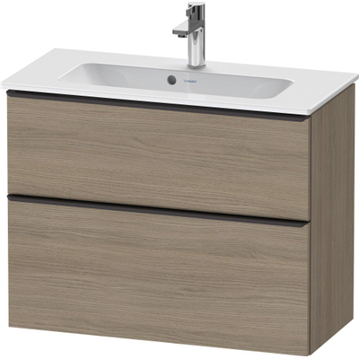 Duravit D-Neo wastafelonderkast 81x62.5x37.2cm 2 lades Eiken (terra) Mat