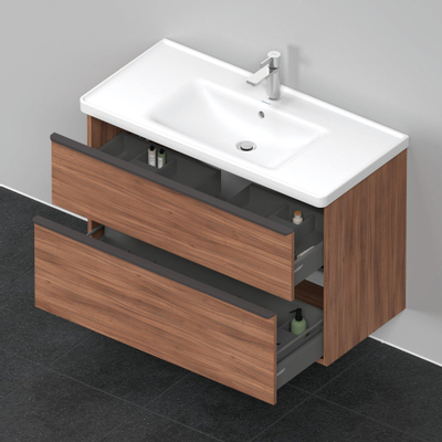 Duravit D-Neo wastafelonderkast 98.4x62.5x45.2cm 2 lades Noten Mat