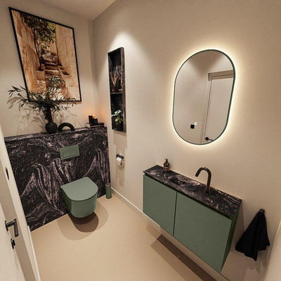 MONDIAZ TURE-DLUX 80cm toiletmeubel Army. EDEN wastafel Lava positie midden. Met 1 kraangat.