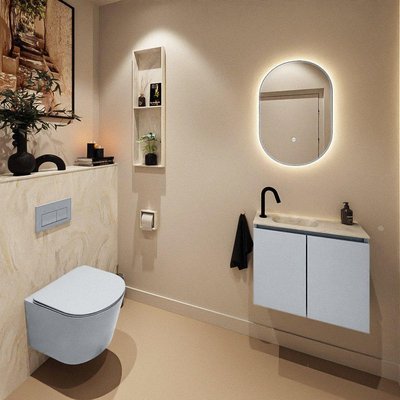 MONDIAZ TURE-DLUX 60cm toiletmeubel Clay. EDEN wastafel Ostra positie links. Met 1 kraangat.
