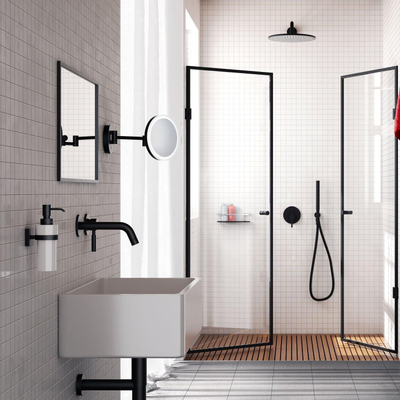 Smedbo Outline Cosmeticaspiegel - 20x20cm - wandmontage - mat zwart