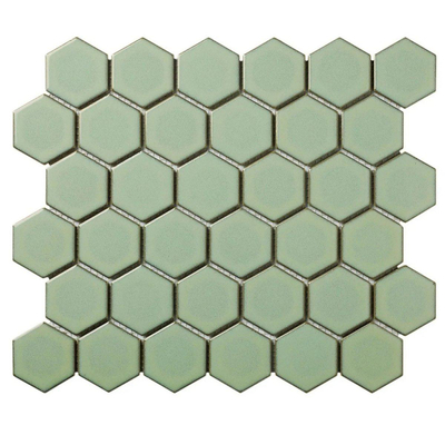 The Mosaic Factory Barcelona mozaïektegel 5.1x5.9x0.6cm wandtegel voor binnen en buiten hexagon porselein antiek groen