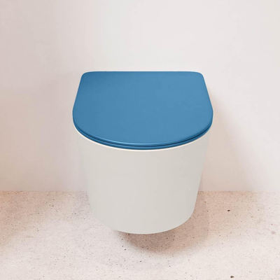 MONDIAZ LAVIE wandclosetpack - 36x53cm - diepspoel - rimless - Linen (offwhite) - softclose - quick-release - toiletzitting - Jeans (blauw)