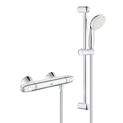 GROHE Grohtherm 1000 Thermostatische douchemengkraan 1/2" met douchegarnituur hoh 15cm met koppelingen chroom