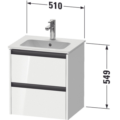 Duravit Ketho.2 wastafelonderkast 51x42x54.9cm geschikt voor 1 waskom Spaanplaat Basalt Mat