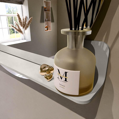 Mondiaz SPOT Badkamerspiegel - rond 90cm - spiegelplanchet - kleur Linen