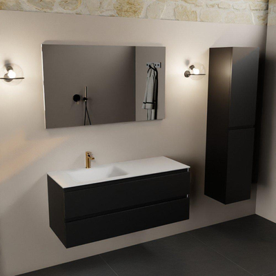 Mondiaz Aivy badmeubelset - 120x45x50cm - 1 kraangat - 1 wasbak talc Solid surface - Links - 2 lades - Zonder spiegel - MDF Urban