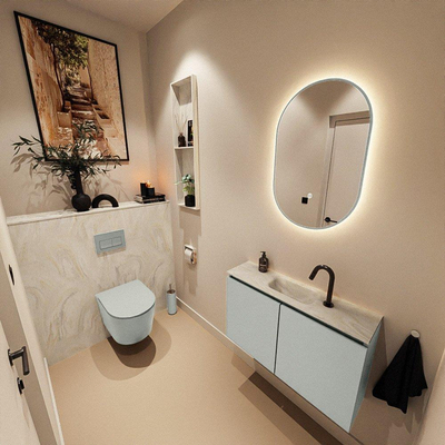 MONDIAZ TURE-DLUX 80cm toiletmeubel Greey. EDEN wastafel Ostra positie midden. Met 1 kraangat.