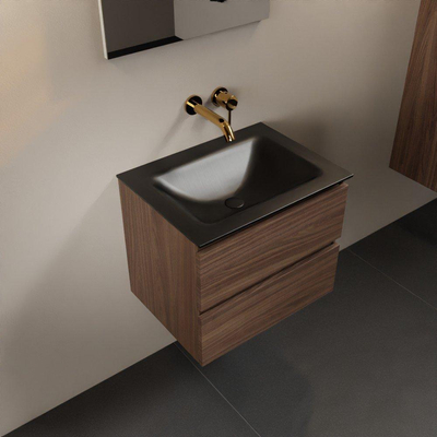 Mondiaz Aivy badmeubelset - 60x45x50cm - 0 kraangaten - 1 wasbak urban Solid surface - Midden - 2 lades - Met spiegel - Melamine Mocha