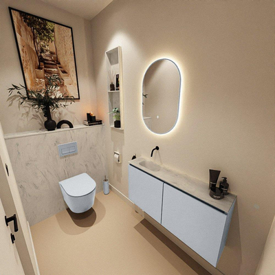 MONDIAZ TURE-DLUX 100cm toiletmeubel Clay. EDEN wastafel Opalo positie links. Zonder kraangat.