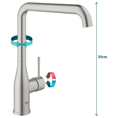 GROHE essence new Keukenkraan - hoog - l uitloop - supersteel geborsteld