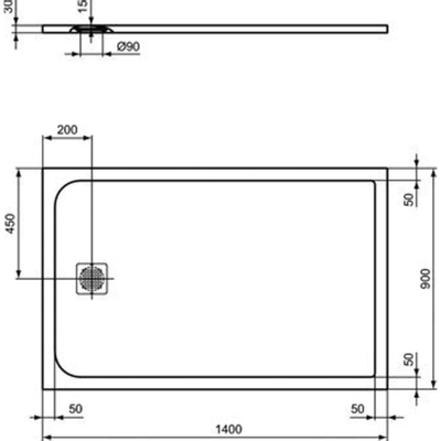 Ideal Standard Ultraflat Solid douchebak rechthoekig 140x90x3cm betongrijs