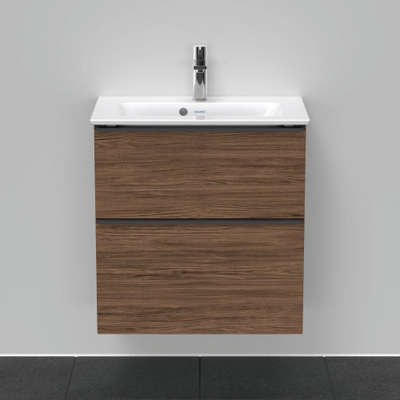 Duravit D-Neo wastafelonderkast 61x62.5x37.2cm 2 lades Noten (donker) Mat