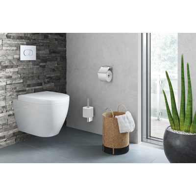 Zack Atore toiletrolhouder met klep 12.4x12.4x5.4cm RVS Chroom Glans