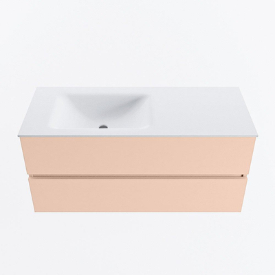 MONDIAZ VICA Badkamermeubelset - 110cm - onderkast rosee- 2 lades - wastafel cloud links - zonder kraangaten - 60cm hoge versie - talc