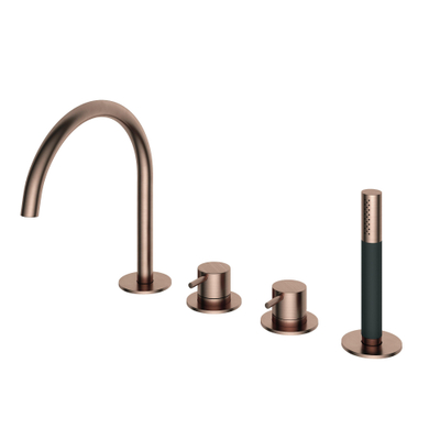 Hotbath Cobber Badkraan - badrand - draaibare mengkraan -2 functies - omstel - geborsteld koper PVD