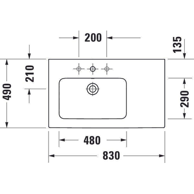 Duravit Me by starck meubelwastafel links zonder kraangat 83 x 49 cm wit