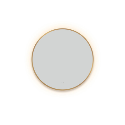 Saniclass Lonato badkamerspiegel rond diameter 100cm met indirecte LED verlichting met spiegelverwarming en infraroodbediening Mat Goud TWEEDEKANS