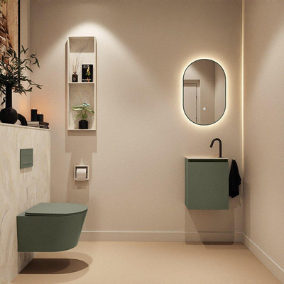 MONDIAZ TURE-DLUX 40cm toiletmeubel Army. EDEN wastafel Ostra positie links. Met 1 kraangat.