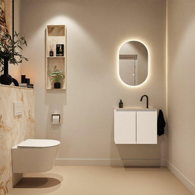 MONDIAZ TURE-DLUX 60cm toiletmeubel Talc. EDEN wastafel Frappe positie midden. Met 1 kraangat.