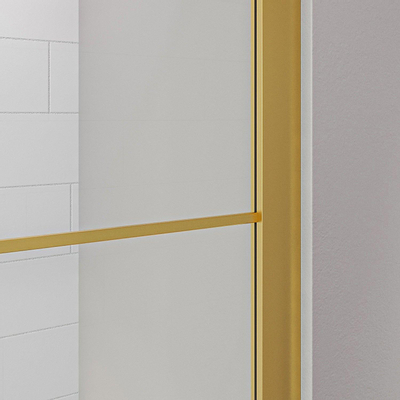 Aqua Vista inloopdouche/zijwand 100x200cm 8mm helder nano coating glas met frame geborsteld messing