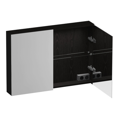 BRAUER Impress Deluxe spiegelkast - 100x70x15cm - interne en externe verlichting - 2 dubbelzijdige spiegeldeuren - Timber Black