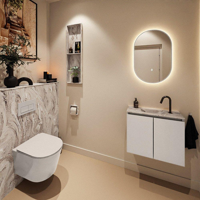 MONDIAZ TURE-DLUX 60cm toiletmeubel Linen. EDEN wastafel Glace positie midden. Met 1 kraangat.