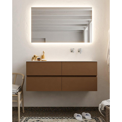 MONDIAZ VICA Badkamermeubelset - 120cm - 4 lades - wasbak Cloud rechts - 0 kraangaten - solid surface rust