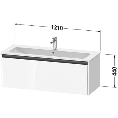 Duravit Ketho 2 wastafelonderbouwkast met 1 lade voor enkele wastafel 121x48x44cm met greep antraciet basalt mat