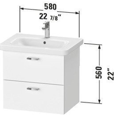 Duravit XBase Wastafelonderkast 58x44.8x56cm Standaard greep met softclose spaanplaat Grafiet Mat