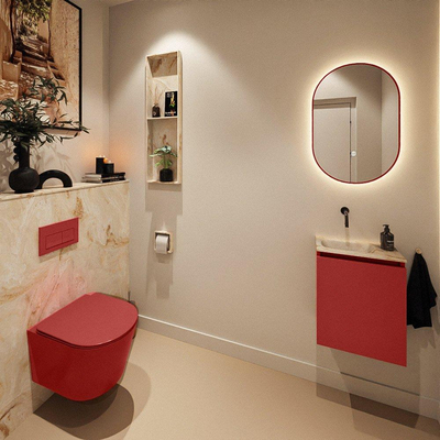 MONDIAZ TURE-DLUX 40cm toiletmeubel Fire. EDEN wastafel Frappe positie links. Zonder kraangat.