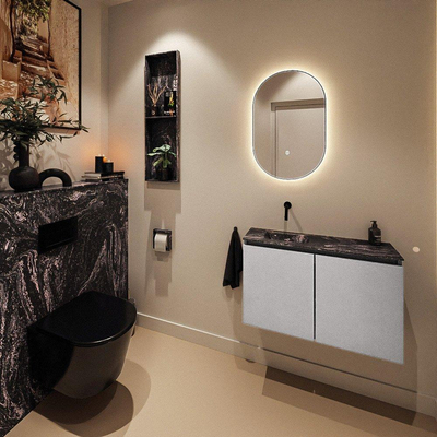 MONDIAZ TURE-DLUX 80cm toiletmeubel Plata. EDEN wastafel Lava positie links. Zonder kraangat.