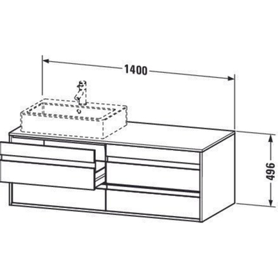 Duravit Ketho Wastafelonderkast 140x55.1x49.6cm Standaard greep met softclose spaanplaat Grafiet Mat