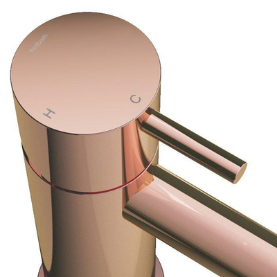 Hotbath Cobber lage wastafelmengkraan met gebogen uitloop zonder waste rose goud SHOWROOMMODEL